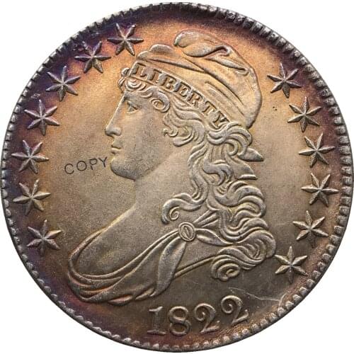 1822 United States 50 Cents ½ Dollar Liberty Eagle Capped Bust Half Dollar Cupronickel Plated Silver White Copy Coin