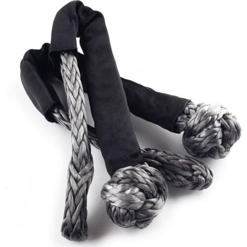 2Pcs 1/2" Universal Black Soft Shackle Recovery Synthetic Rope Strap 55000lbs Breaking Strength