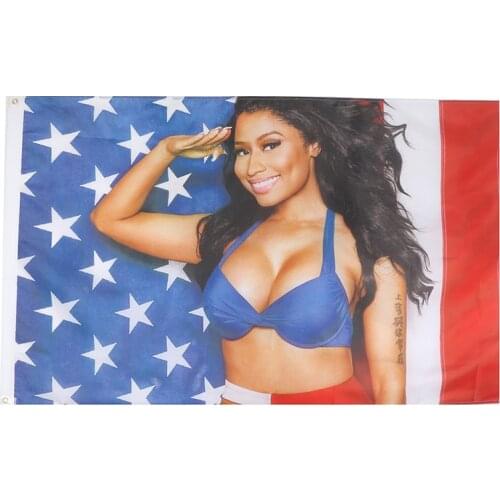 3x5ft Nicki Minaj Rap Sexy Usa Flag Music Singer Star Silk Fabric Art Decor Banner