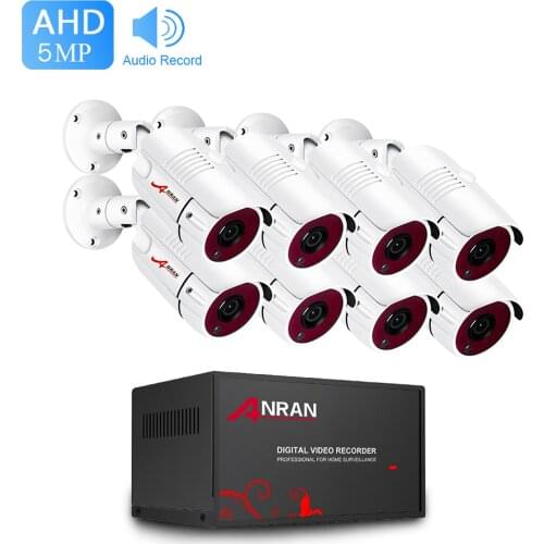 5MP Home Security Cameras System,8CH DVR Video Recorder+8pcs 5.0MP Surveillance Cameras,IP66 Weatherproof for Outdoor