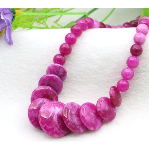 6-14mm Round & Oblate Incremental Rose Red Jades Necklace Natural Stone Chalcedony Neck Wear Women Fashion Jewelry Making Design