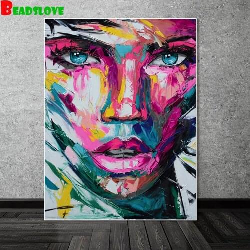 Diamond painting Abstract Colorful Girl Face Full Square/Round drill 5d embroidery mosaic portrait cross stitch diamond art