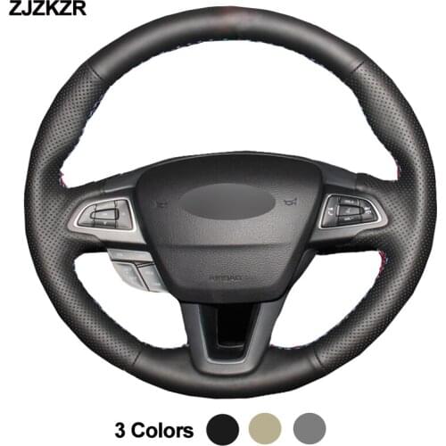 Car Auto Steering-Wheel Cover For Ford Focus 3 2015-2018 Kuga 2016-2019 Escape C-MAX Ecosport 2018-2019 Stuurhoes Funda Volante