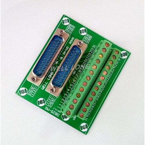 D-SUB DB25 Double Male Header Breakout Board, Terminal Block, Connector