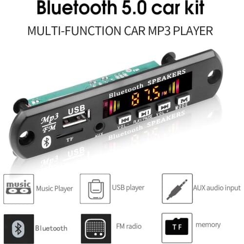 DC 5V MP3 WMA Module Decoder Board 2*3W Amplifier Bluetooth Car MP3 Player USB Recording Module FM AUX Radio Handsfree