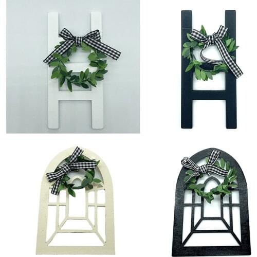 Wooden Arch Window Tiered Tray Decoration Frame Plaid Window Decor Photo Prop Farmhouse Sign Vintage Multifunctional Display