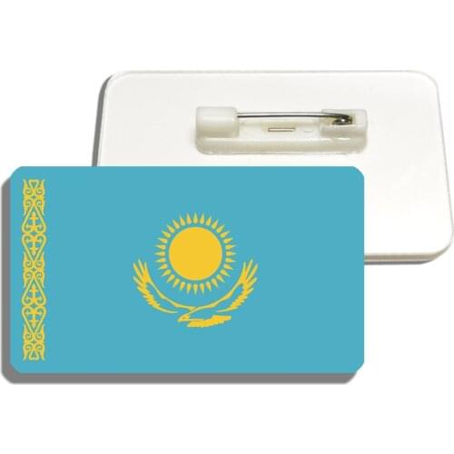 Kazakhstan Flag Brooch Vintage Resin Lapel Pins For Backpacks Shirt Acrylic Flag Badge
