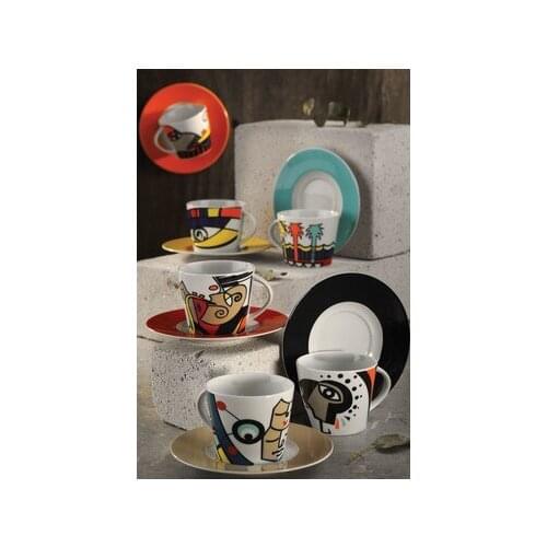 Kutahya has Porcelain Free Time Coffee Set 6 piece decor guest set witty printing 1st class quality english art tea coffee cup cups