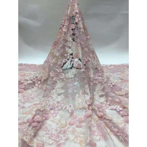 French Net Lace Fabric SYJ-18686 african lace fabric with sequins embroidery mesh nigerian tulle lace fabric