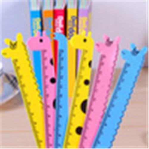 G509 Korean version of giraffe series PVC cartoon 15cm plastic straight ruler learning stationery cartoon ruler student supplies