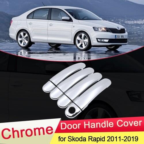 For Skoda Rapid 2011 2012 2013 2014 2015 2016 2017 2018 2019 Chrome Door Handle Cover Exterior Trim Catch Car Cap Accessories