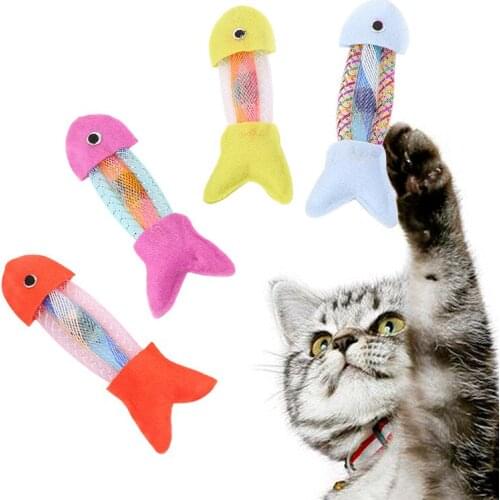 Cat Toy Fish-Shaped Throwable Small Scale Plush Cat Interactive Tossing Toy Built-in Matt Pet Supplies Attention Muppet