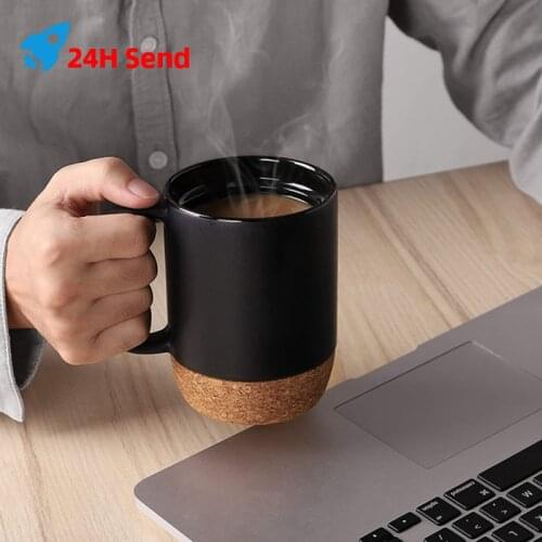 Ceramics China Tea Cup Ceramic Coffee Beer Cups Couple Milk Eco-Friendly Cork Bottom With Lid Watercup Home Office Drink Mugs