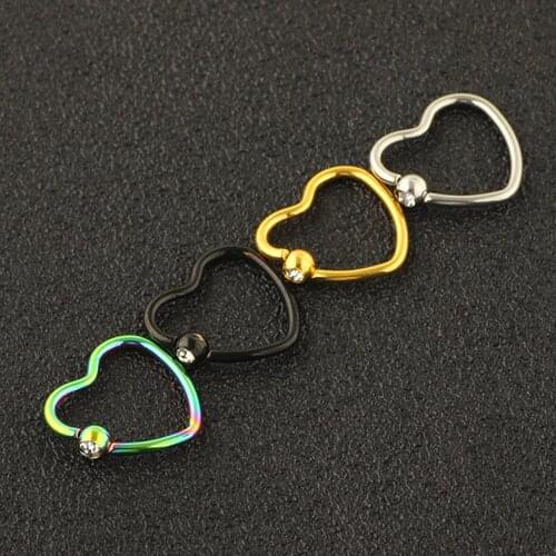 JUNLOWPY Heart Fake Nose Rings CZ Hoop Studs Lip Eyebrow Helix Tragus Cartilage Septum Piercing Ring Body Jewelry 80pcs 4 Colors