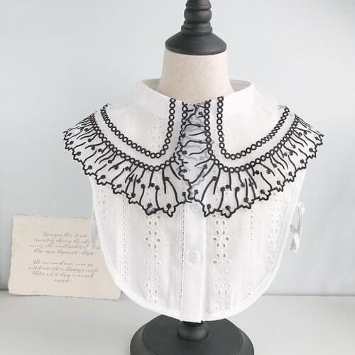 Linbaiway Fashion Women Lace Shirt False Collars Ladies Lapel Shirt False Collar Detachable Blouse Sweater Clothes Jewelry
