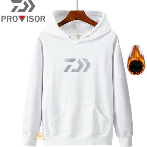 DAIWA Fishing Jacket Mens Sports Hooded Plus Velvet Fishing Sweater Winter Outdoor Mountaineering Windproof Fishing Clothes