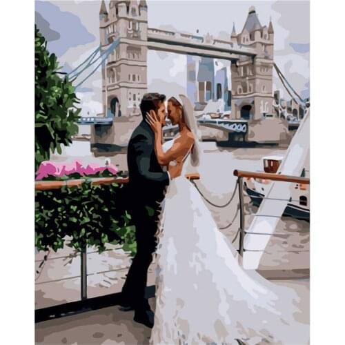 40*50CM DIY Painting By Numbers Acrtylic Wedding Photo Handpainted Oil Painting For Home Decor Artwork