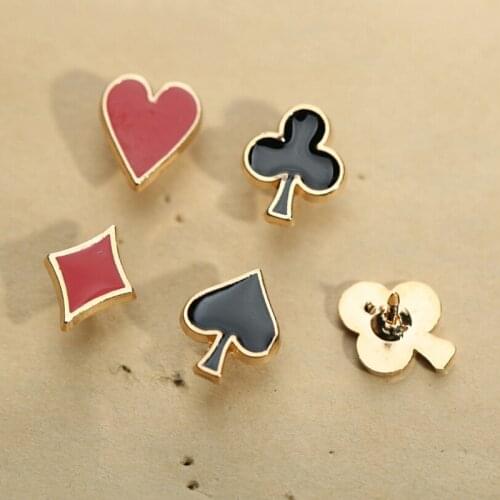 Set Of 4pcs Novelty Poker Themed Lapel Pin For Women Men Suit Dress Decoration Brooch Badge Collar Pins
