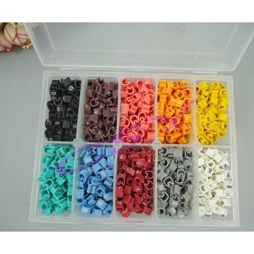 1000pcs/box EC-1 2.5mm2 10 different number and color 0-9 cable marker set