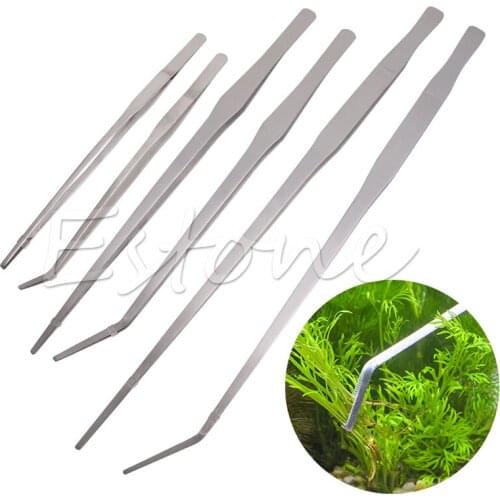New Aquarium Fish Tank Curve Plant Long Tongs Stainless Steel Tweezers 27/38/48cm mar28