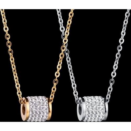 Crystal Zircon Arab Style Bead Pendant Necklace For Women Men Dainty Wedding Fashion Jewelry Stainless Steel Silvery Gold Gifts