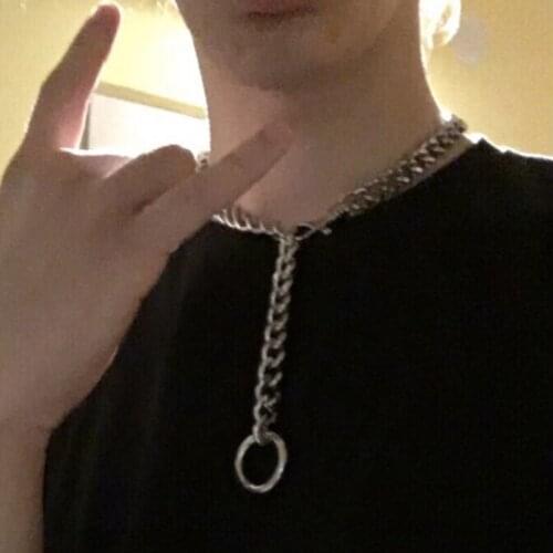 Women Men Punk Gothic Rock O Pendant Necklace Metal Round Metal Link Chains Choker Collar Necklace Fashion Jewelry