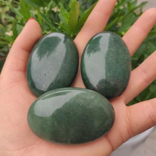 Palm Stone natural green aventurine Healing Reiki quartz Crystal craft miniature vintage Minerals chakra treatment stones