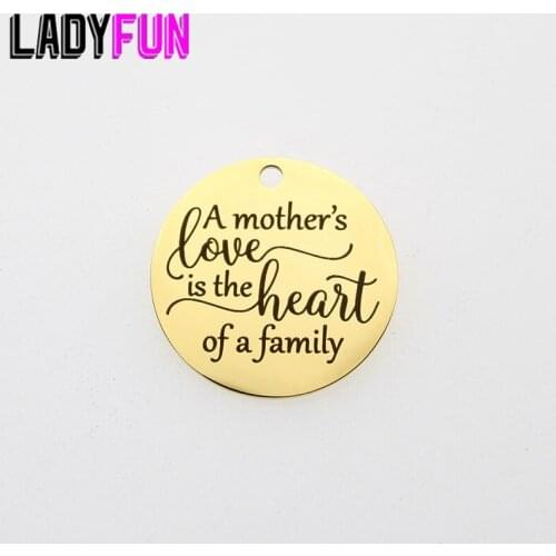 Mothers Day Gifts Charm Mothers Love Is The Heart Of A Family Charms Stainless Steel Charms High Polish Mirror Surface Pendant