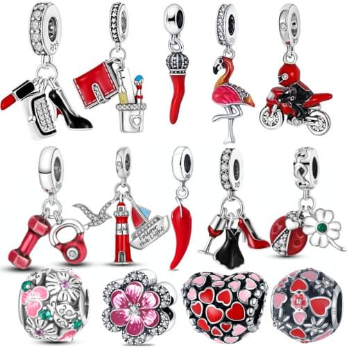 CODEDOG 100% Real 925 Sterling Silver Red Apple Charms Fit Original 3mm Bracelet DIY Jewelry Making For Women Gift 626