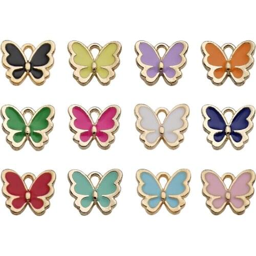 10Pcs Butterfly Charms Pendants 11mm DIY Jewelry Making Alloy Findings Accessory For Necklaces Earrings
