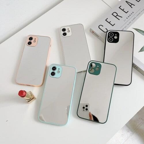 Luxury Make Up Mirror Phone Case For iPhone 11 12 Pro Max XS X XR 7 8 Plus SE 2020 Mini Candy Color Shockproof Bumper Back Cover