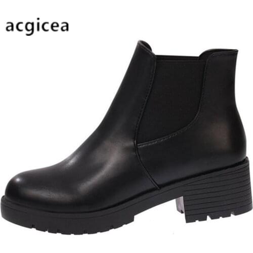 2020 new Hot style Fashion women boots Round head thick bottom PU leather waterproof woman snow boots free shipping c158