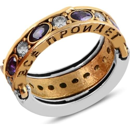 Silverlina Silver Authentic Zircon Cubic Zirconia Double Sided Ring