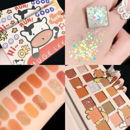 Cute Cow INS Popular Pearlescent Eyeshadow Palette Eye Makeup Matte Eyeshadow Waterproof Eyeshadow Beauty Pallete Makeup