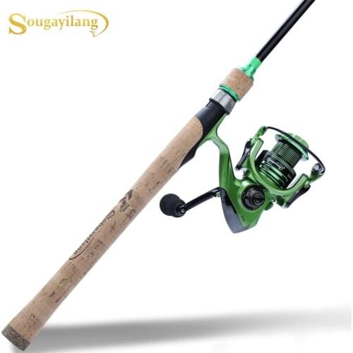 Sougayilang Portable 5 Section Fishing Rod 1.8-2.4M Ultralight Carbon Fiber Rod with 13+1BB Fishing Reel Spinning Fishing Combo