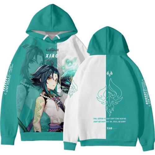 Genshin Impact Xiao Cosplay Hoodie Women Men Harajuku Sweatshirt Streetwear Hip Hop Pullover Hooded Jacket Casual Tracksuit