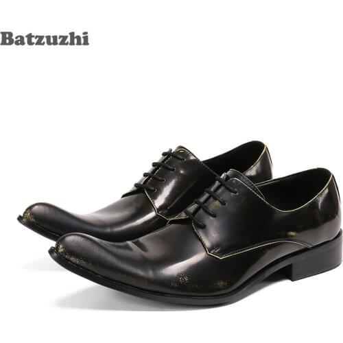 Batzuzhi Zapatos Hombre Pointed Toe Formal Leather Dress Shoes Men Lace-up Business Shoes Gentlemen zapatos de hombre, Big Size