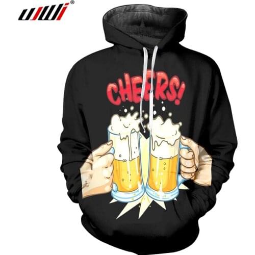 UJWI Fresh Cool Beer Sweatshirt Women/mens Outfit Autumn Winter Loose Hooded Hoody Jumpers Punk Hoodies New Harajuku 3D Print