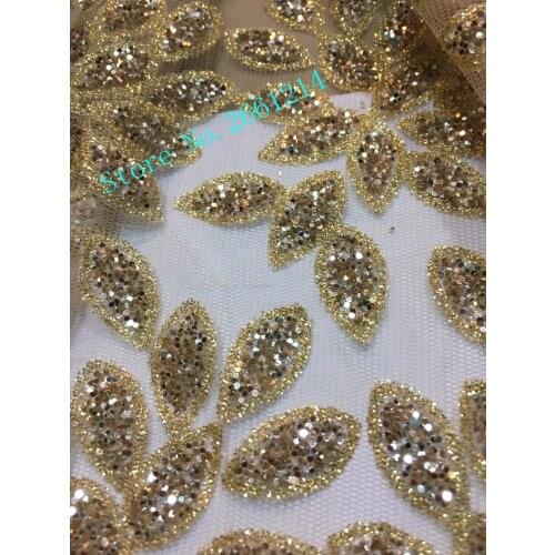 On Sale BZL-35231 Embroidery Tulle French Lace Nigerian Lace with glued glitter African Net Lace Fabric in gold color