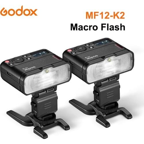 Godox MF12 MF12-K2 Macro Flash 2-Light Kit 2.4GHz Wireless Control TTL Flash Speedlite Light with Battery Color Filter Diffuser