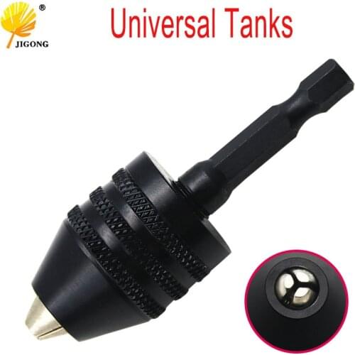 0.3-6.5mm 1/4" 6.35mm Keyless Drill Chuck Screwdriver Impact Driver Adaptor Hex Shank Drills Grinder Converter