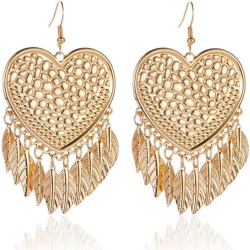 1@# Hot Drop Earrings Fashion Tassel Ear Dignified Shine Elegant Shape Golden Heart Jewellery Dangle Hanging Earring Jewelry