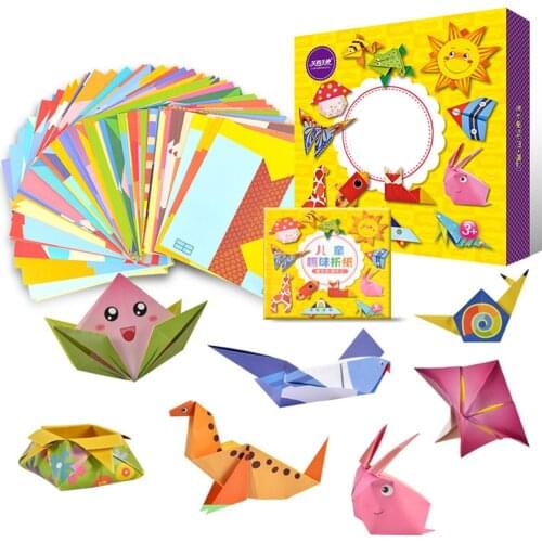 108pcs 3D Origami Book Handmade Paper Folding Craft Toys for Kids DIY Manual Paper-cut Origami Books Animal Pattern Learning Toy