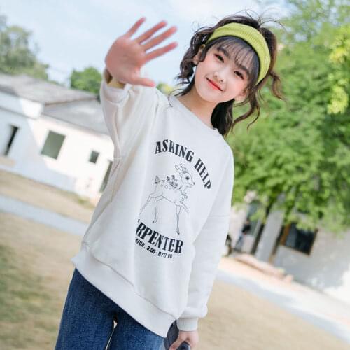 Teenage Girls Oversize Tops 2021 Cartoon Long Sleeve Cotton Tops Mother Daughter Matching Clothing