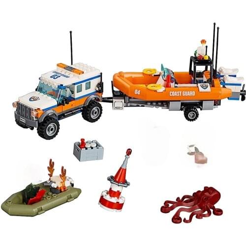 367pcs 10753 City Police Coast Guard Four-Drive Emergency Center 60165 Puzzle Block Gifts