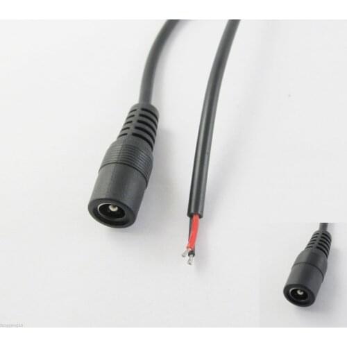 5pcs CCTV DC Power Plug Jack Connector 5.5 x2.1mm Female with Cord Cable Pigtail Wire 1m