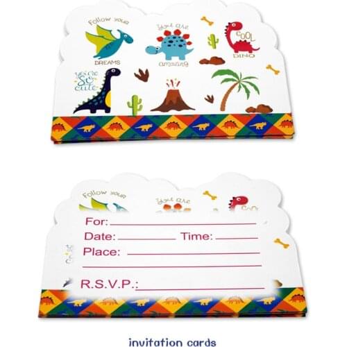 6pcs Invitation Card For Kids Boys Dinosaur Theme Happy Birthday Party Supplies Baby Shower Events Decoration