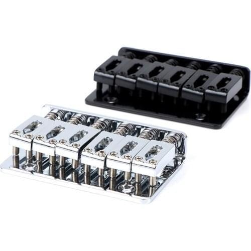 6 String 65MM Metal Fixed Hardtail Saddle Bridge Top Load Guitar Tailpiece for Electric Guitar Accessory, Chrome and Black