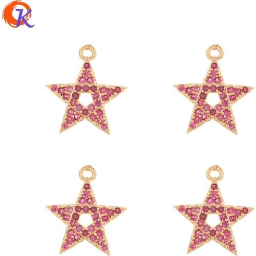 Cordial Design 50Pcs 13*14MM Jewelry Accessories/CZ Charms/Star Shape/DIY Making/Earring Connectors/Hand Made/Earring Findings