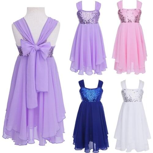 Tulle Princess Ball Gown Teens Ballerina Leotard Dress Kids Girls Gymnastics Ballet Tutu Sequins Top Chiffon Dress Dance Wear